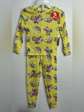 5 for $25🔥Kidgets Yellow Unicorn Rainbow Print‎ Pajama Set Girls 24M- NWT